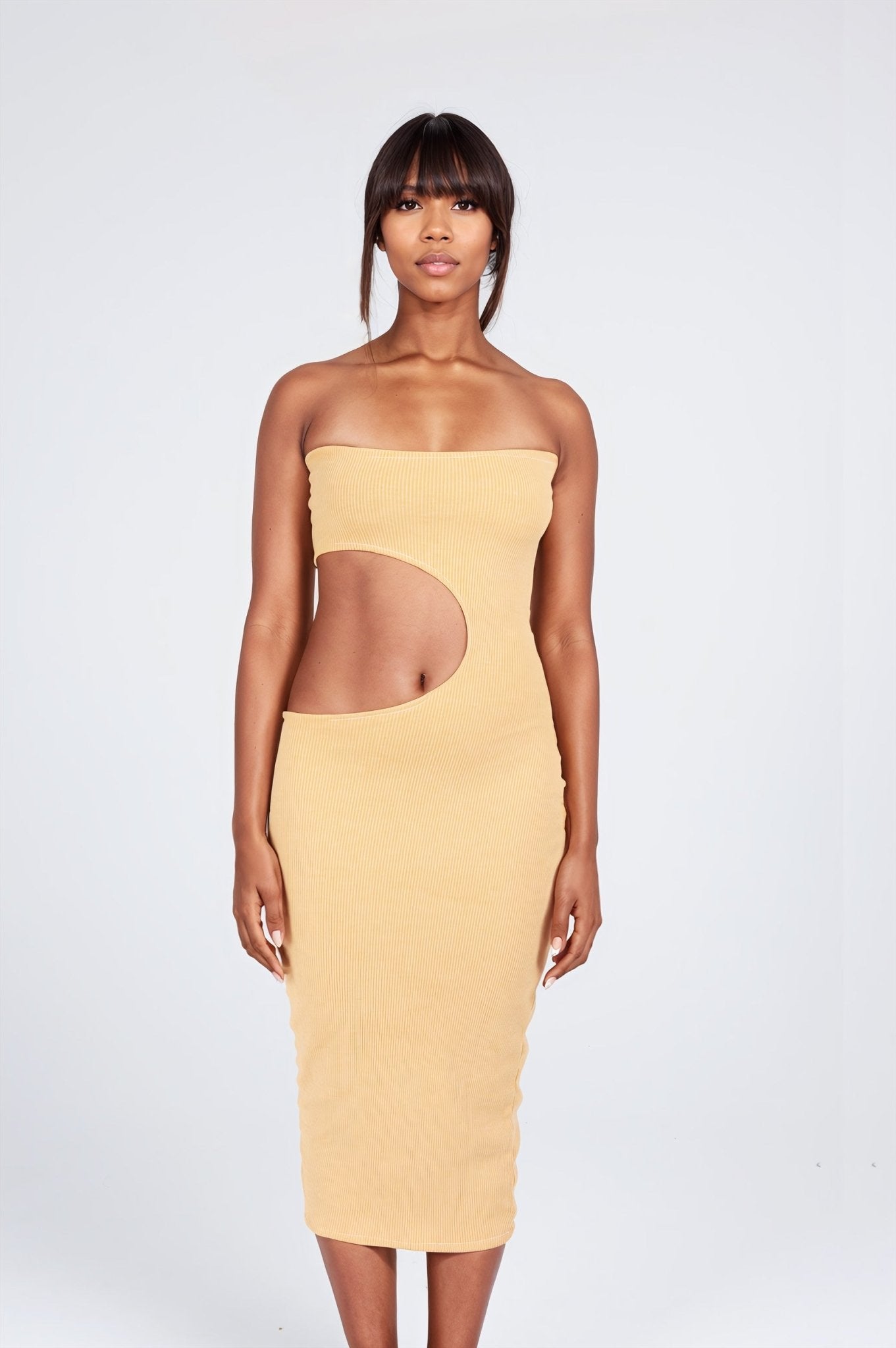 Eclipse Cut - Out Bandeau Midi Dress - ROSA BLVCK