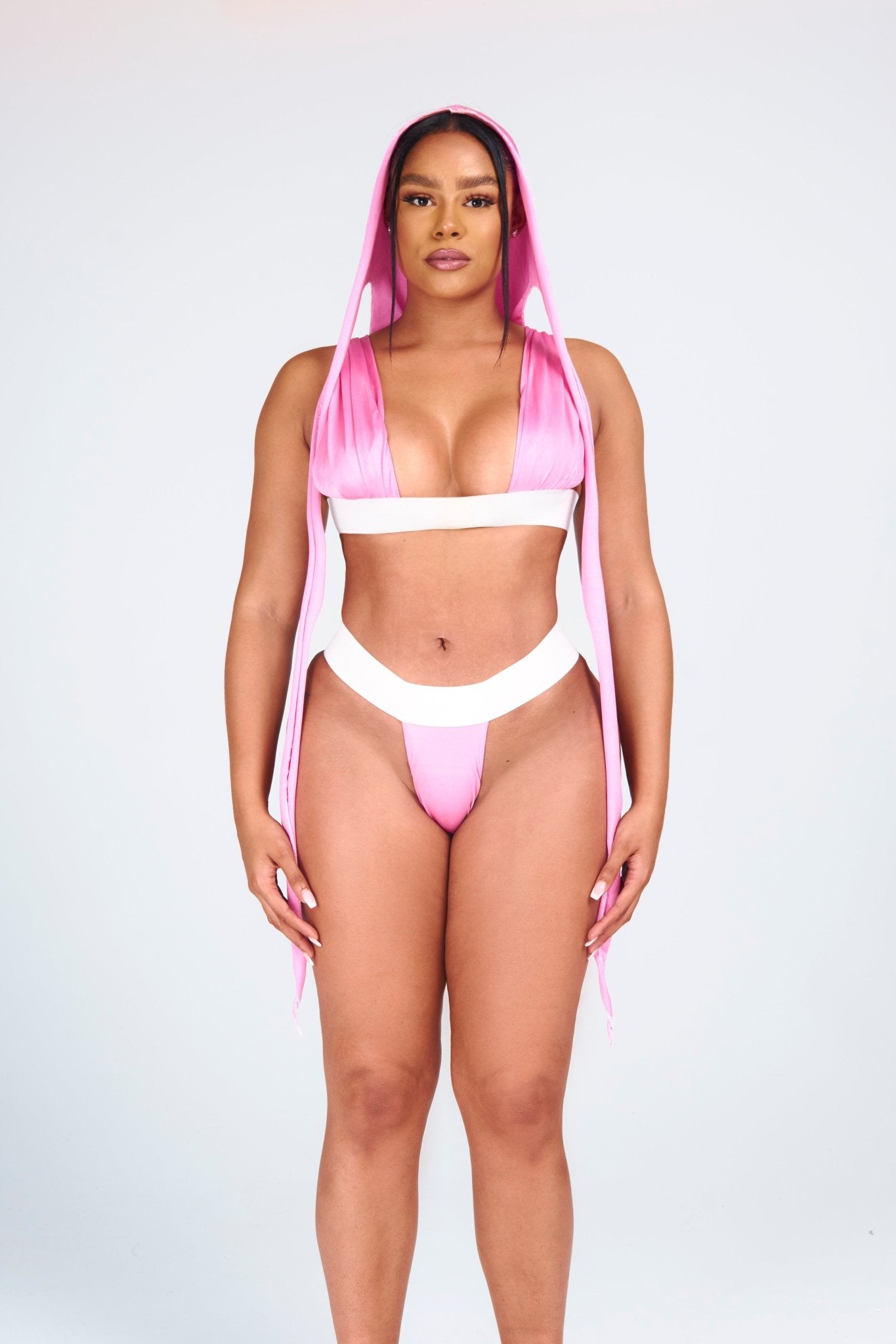 Serene Comfort Elasticated Lounge Bikini with Head Scarf - ROSA BLVCK