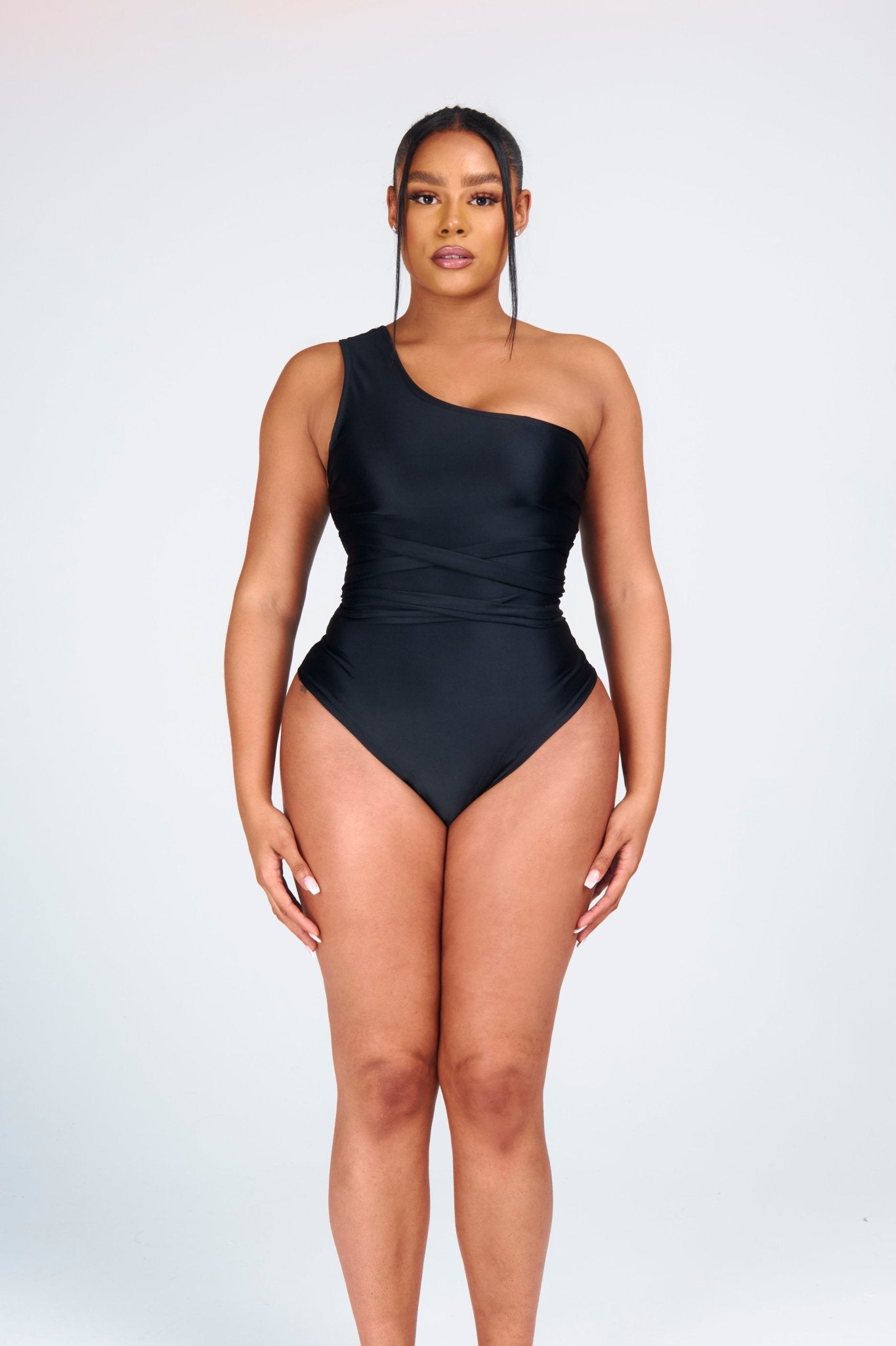 Solitaire Sash One - Shoulder Swimsuit - ROSA BLVCK